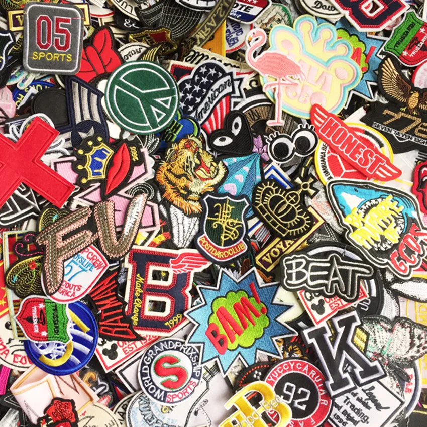 

20PCS/Set Mixed Iron on Patches For Clothing Shirt Jacket Embroidered Clothing Patches Stripes Stickers Jeans decoration