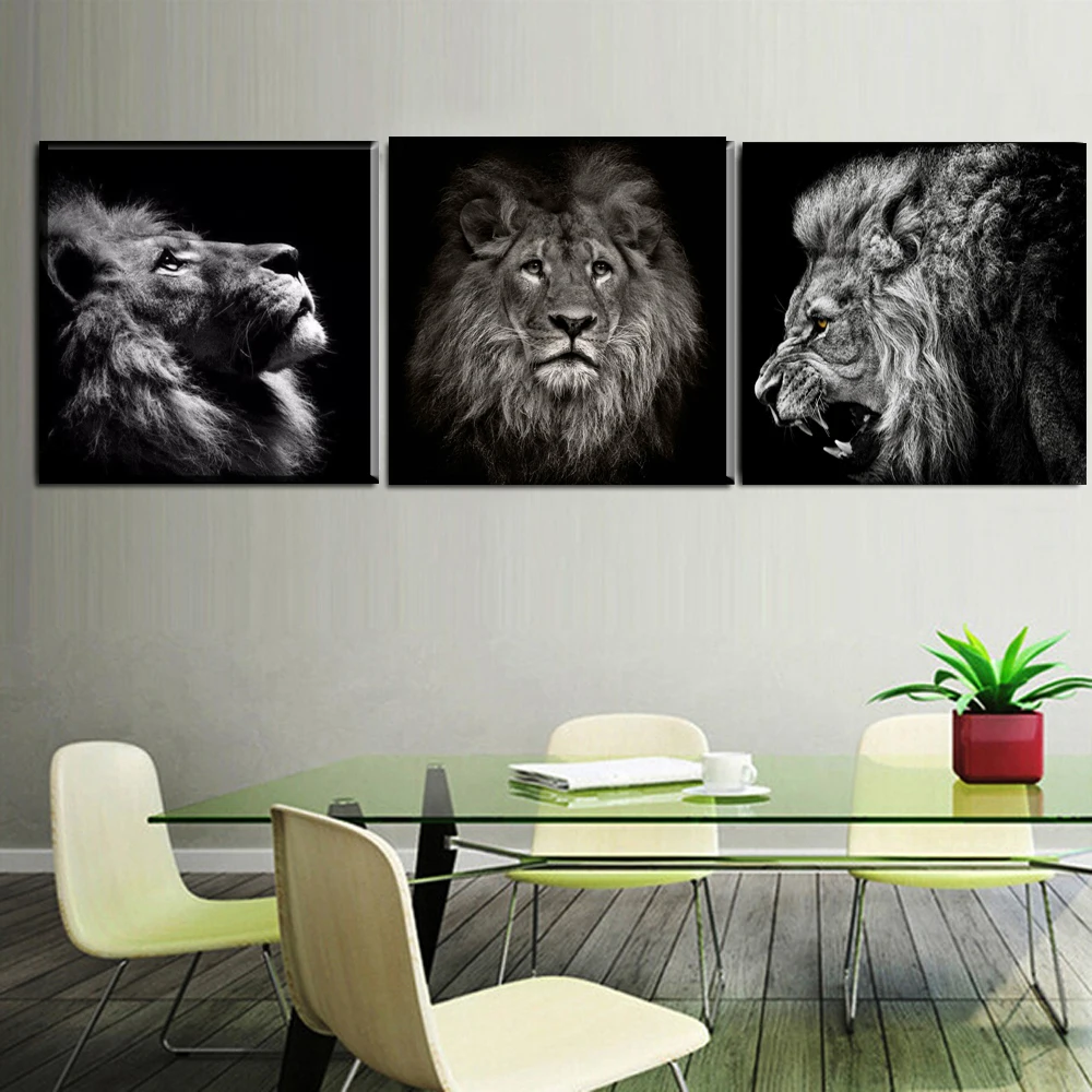 

3 Pcs Lion King Canvas Art Modern Abstract Painting Wall Pictures For Living Room Decoration Pictures Canvas Print Frame Artwork