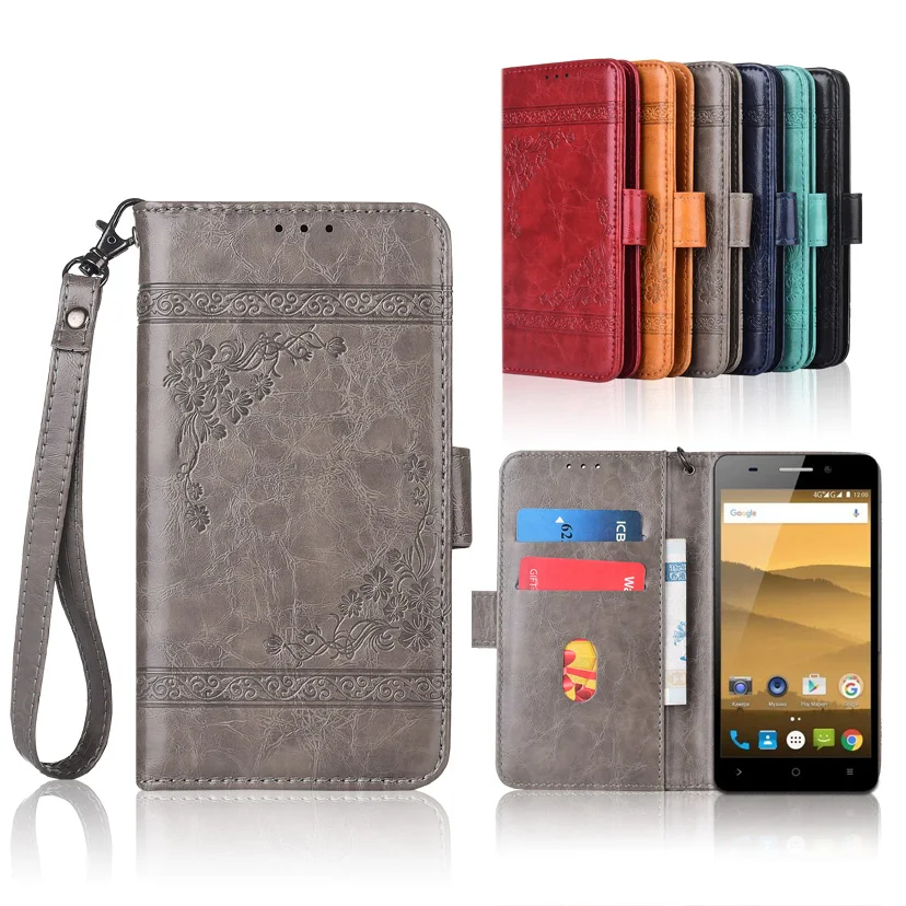 

Newest Wallet case for Highscreen Power Five EVO Flip case with Strap,100% special PU leather embossing flower book cover case