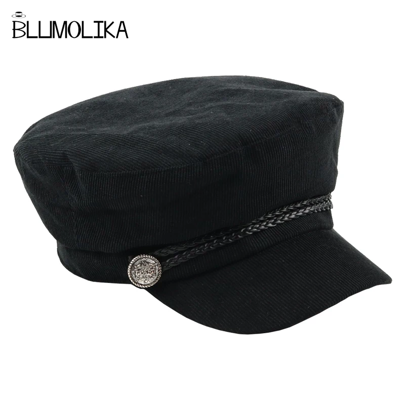 

Women Winter Visor Cap Fashion Style Corduroy Girl's Winter Snapback Hat Caps for Student Lovely Flat Military Hats On Promotion