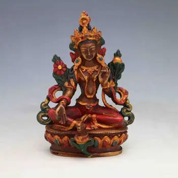 

Vintage Antique Gudiao Hand-carved Tibet Buddha Statues-Green Tara