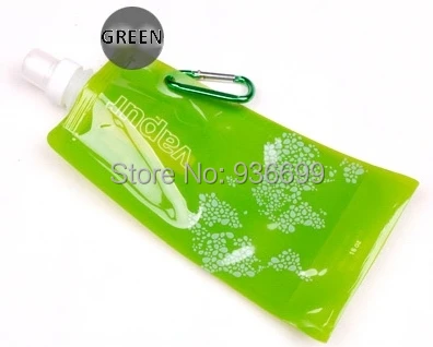 

water bottles 4pcs Flexible foldable BPA free 480ml(16oz) portable multi color cycling hydration bladder w/retail pack carabiner