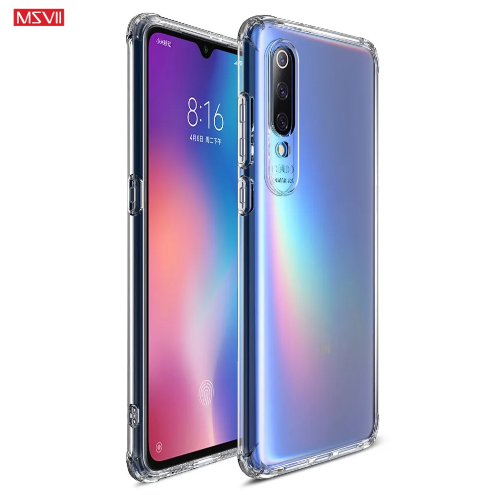 Противоударный чехол MSVII для xiaomi mi 9 SE прозрачный защитный мягкий силиконовый mi9 M9