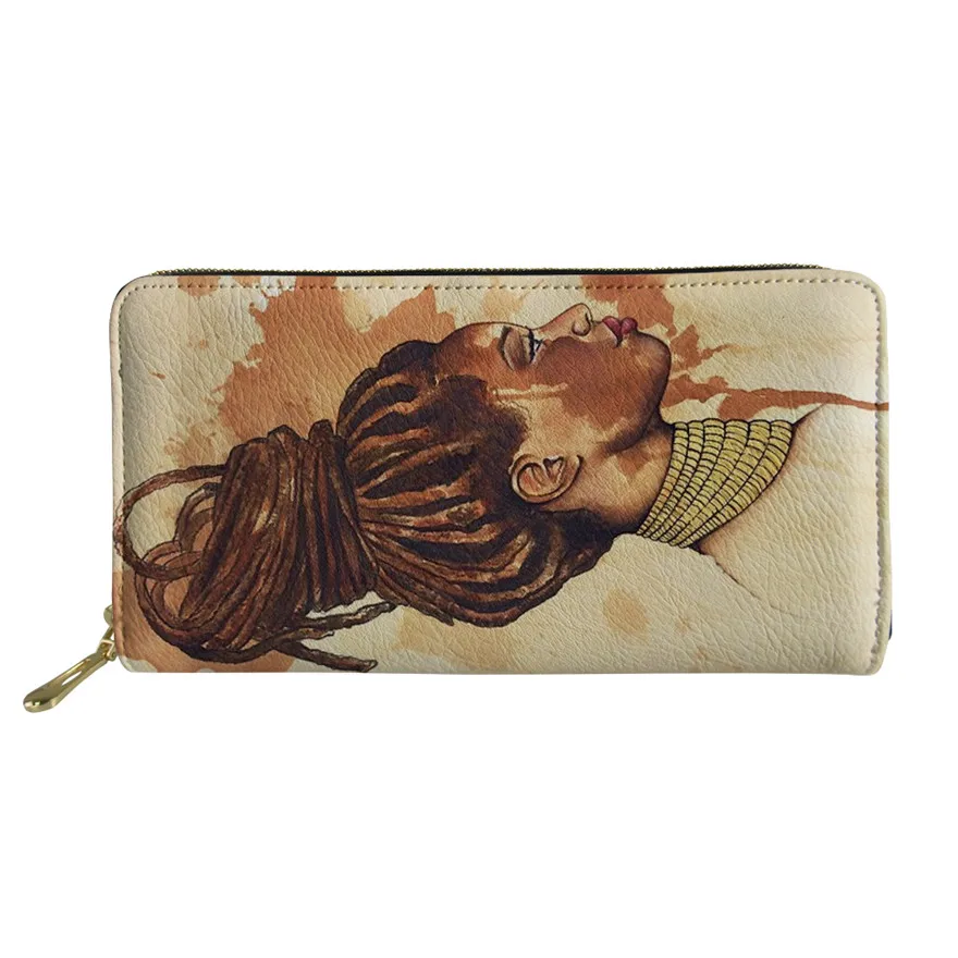 Thikin женский длинный кошелек для наличных карт, бумажники, черный дизайн, Африканский принт для девочек, кожзам, сумки для денег, женские роскошные визитницы - Цвет: YQ3503Z21