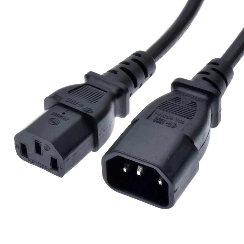 IEC 320 3-Pin C14 To C13 Power cord Female to Male Power Extension Cord Lead Cable 0.3M/0.5M/1M/2M/3M