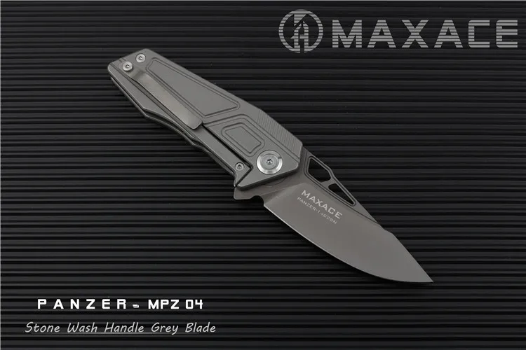 Maxace карманный нож Panzer EDC 14C28N серый лезвие с титановым покрытием - Цвет: Stonewash Handle
