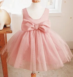 Платье для маленьких девочек детские летние платья принцессы с бантом и сеткой без рукавов для девочки 0417 sylvia 44872713316 - Цвет: Розовый