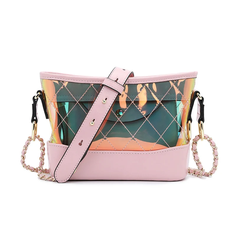 

YOUR MOON 2018 Fashion Korean Braided chain Ladies Clutch bags Crossbody Messenger Shoulder bags Mother and son Transparent bags