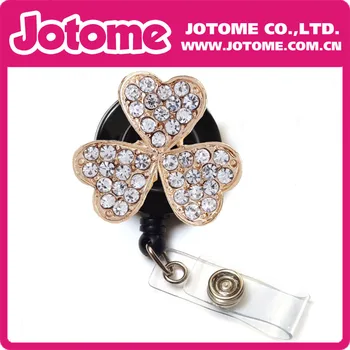 

Costume Jewelry Crystal Rhinestone Flower Brooch/Button/Pendant Retractable Badge Reel/ ID Badge Holder