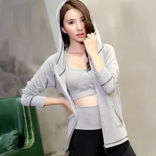 Тренажерный зал Фитнес Для женщин куртка открытый бег трусцой пальто на молнии с капюшоном дышащий комфорт хлопок упражнения пот Женский Спортивная