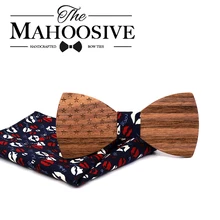 Masousive дизайн деревянный лук галстуки для мужчин Свадебный деловой галстук-бабочка галстук формальный платок бабочка Костюмы Набор