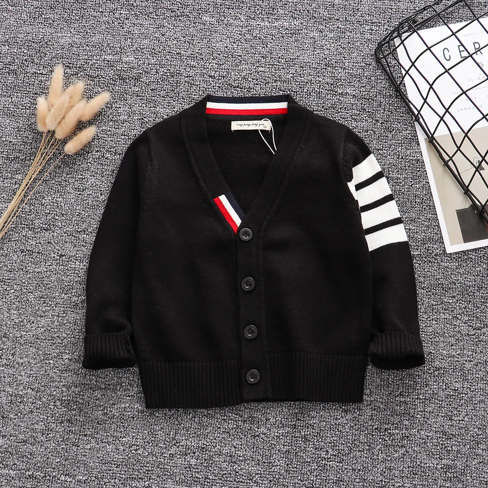Осенний свитер для маленьких мальчиков; джемпер с v-образным вырезом для маленьких мальчиков; трикотажная одежда с длинными рукавами; хлопковые кардиганы; детская одежда; Детский свитер; пальто