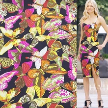 Большой красочный узор бабочки чистый шелк Habotai шелковая ткань 113 см Ширина 10 momme, SHB015