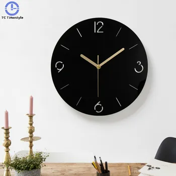 

12 Inch Wall Clock Living Room Minimalist Black Modern Home Round Personality Silent Dedicated Quartz Bedroom Mute Clocks