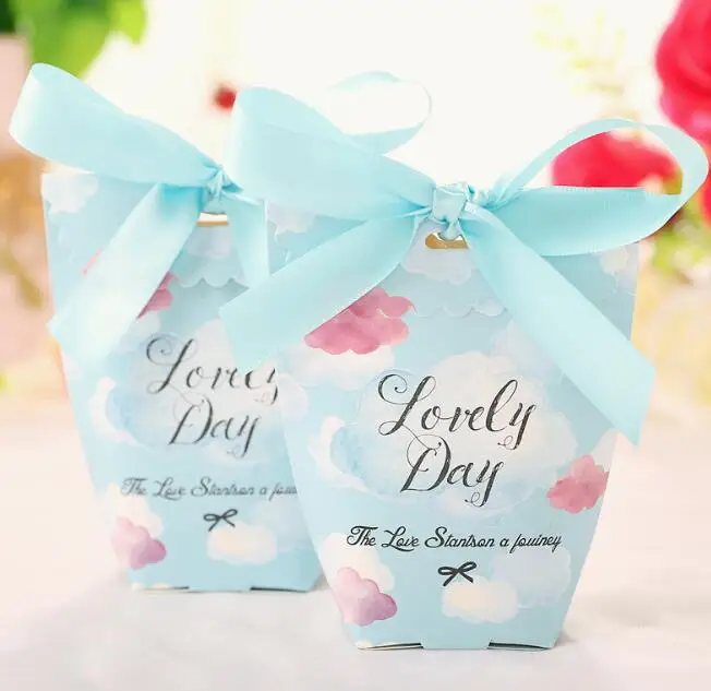 50 шт Цвет небесно синий облако сумки ленты sweet love на день рождения вечерние baby shower