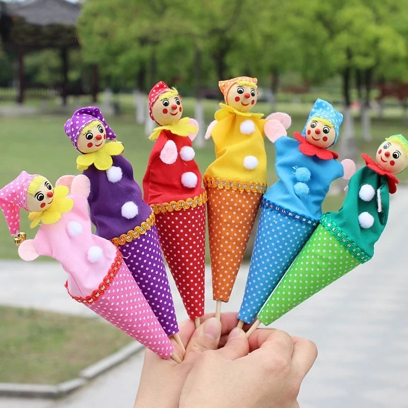 

Cute Wood Cloth Retractable Clown Smiling Face Hide & Seek Play Jingle Bell Toy Kids Funny Toy Baby Toys