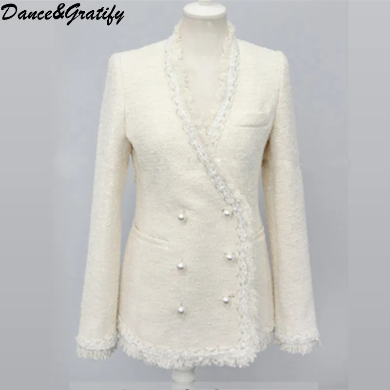 High Quality 2021 Autumn Winter Woolen Blends Beading Jacket Coats