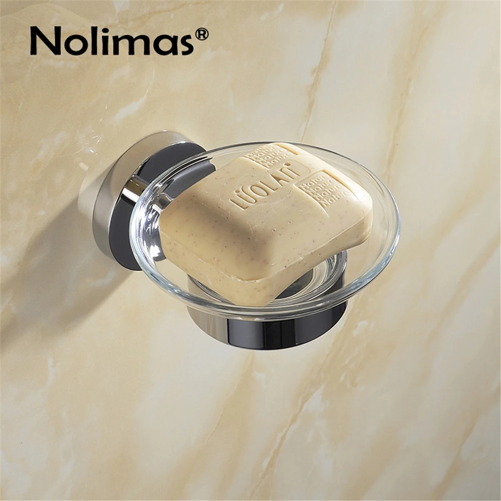 SUS 304 Stainless Steel Bathroom Soap Holder With Glass Modern Smooth