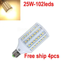 4x102 SMD E27 Светодиодная лампа, теплый белый/белый светодиодное освещение кукурузы освещение, бесплатная доставка