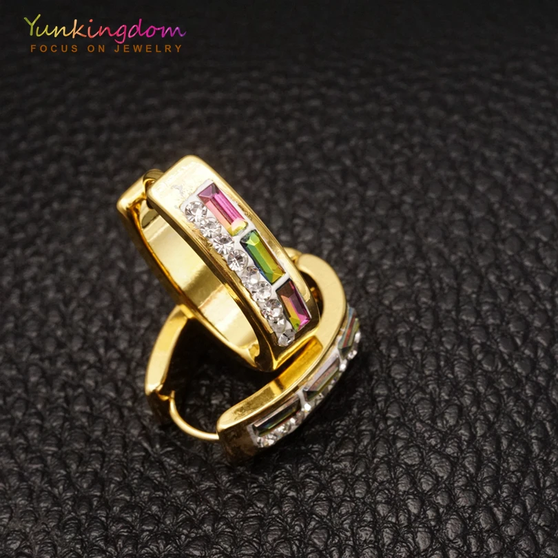 Женские серьги кольца с разноцветными кристаллами Yunkingdom модные ювелирные