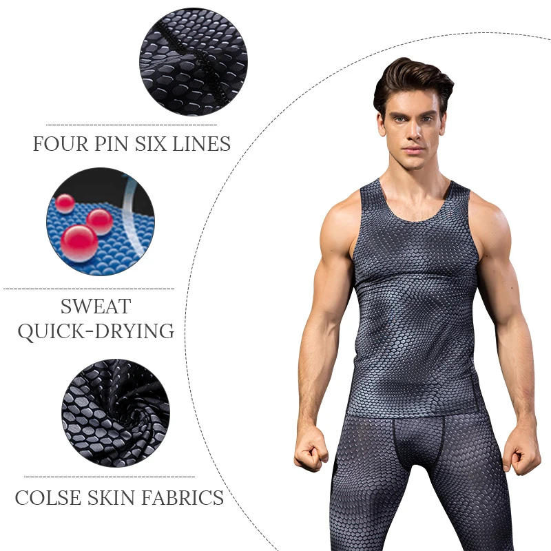 2020 Compression Fitness Tights Tank Top Men Quickly Dry Sleeveless Gym Clothing Workout Running Vest Sports Shirt Men 2