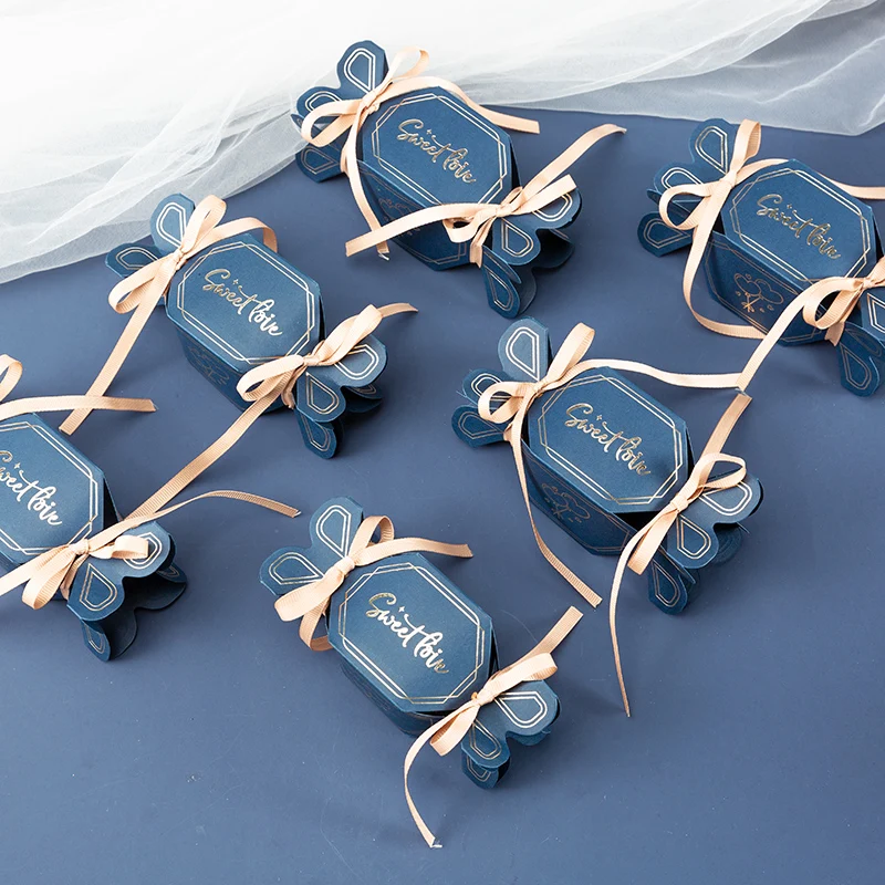 

50Pcs Creative gift box Candy-type Fishtail sugar box baby shower packaging paper boxes Wedding Candy box chocolate favor party