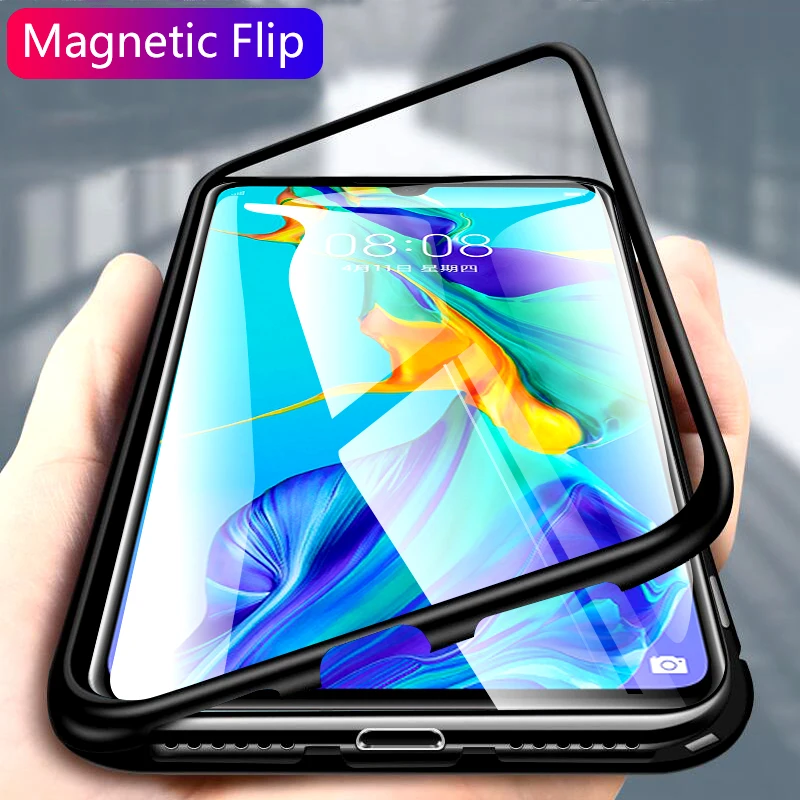 

Magnetic Adsorption Case for Huawei Honor 8X Y5 Y6 Y7 Pro Y9 Prime 2019 Tempered Glass Back Cover Metal Case