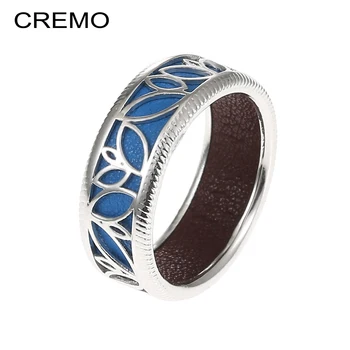 

Cremo Flower Argent Finish Ring Simple Couple Alliance Jewrlry Leather Reversible Insert 7mm Width Band Ring for Women