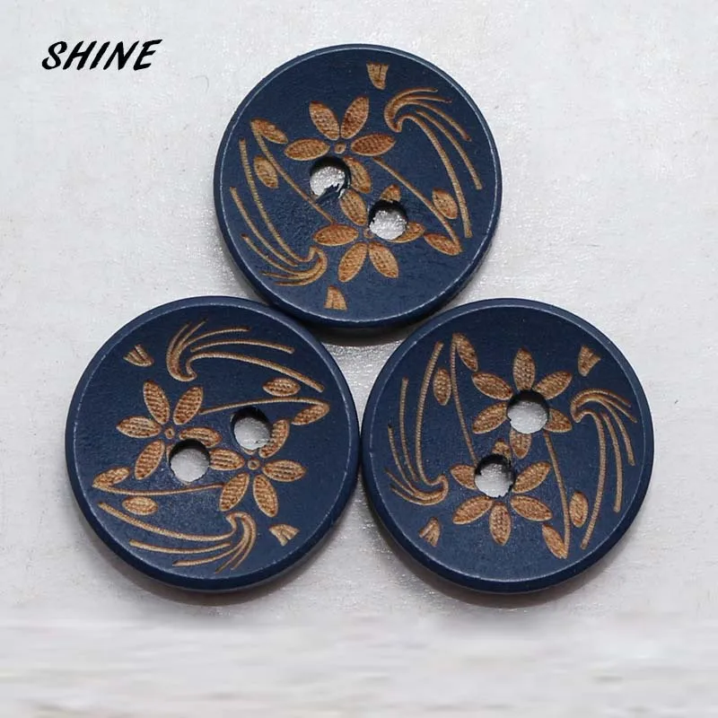 

SHINE 50PCs Wood Sewing Buttons Scrapbooking Two Holes Laser Technology Flower 15mm Dia. Costura Botones Decorate bottoni botoes