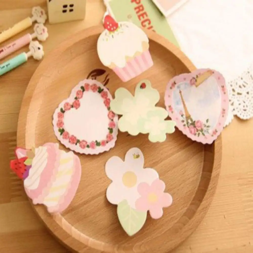 

2PCS Kawaii Floral Cake Plan Message Writing Memo Pads School Supply Stationery Sticky Notes Notepad Sticker Bookmark Paper