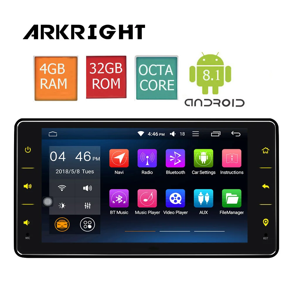 Best ARKRIGHT 6.2" 1din 4GB 32GB SC9853 Octa Core Universal Car Radio Audio Stereo GPS Navigation Carplay Head Unit Multimedia Player 3