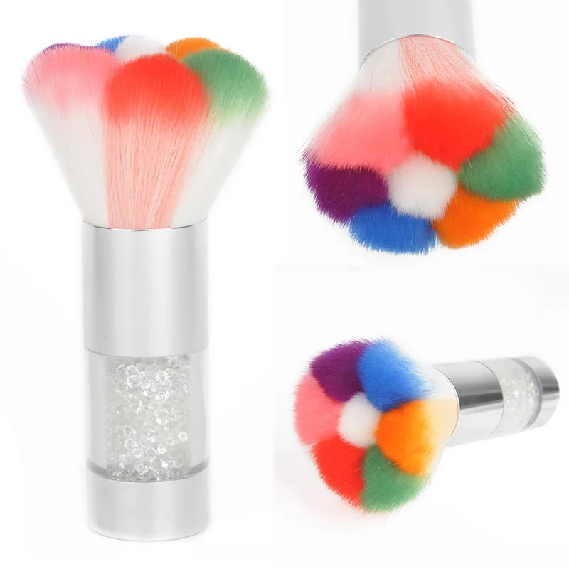 Mayitr 1pc Colorful Nail Dust Brush Acrylic Rhinestone Dust Remover Brush Clean UV Gel Powder