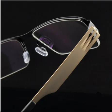 

Super Thin light alloy Mens Half Rim Eyeglass Frame Spring Hinged Optical Glasses Gold Business style fashion 7658