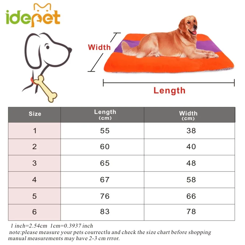 Pet Bed Size Chart