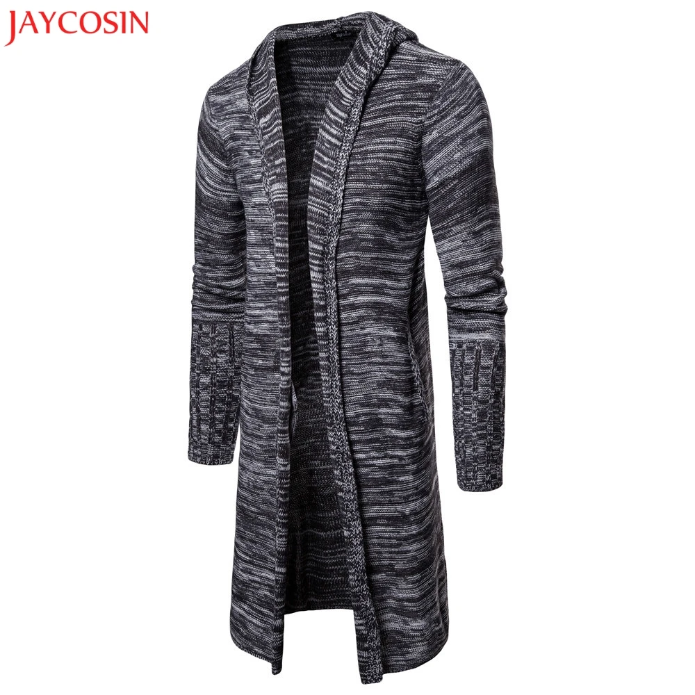 JAYCOSIN Мужское пальто осень зима повседневный однотонный вязаный Тренч с