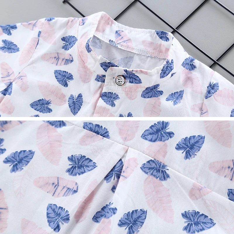 Cena Maluch Baby Boy letnia koszula odzież garnitur 2019 moda liść drukuj zestaw dzieci niemowląt chłopców ubrania zestaw