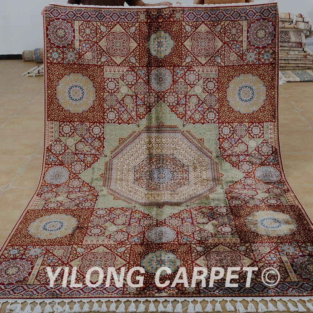 Yilong 5 6 'x 8 3' античный ручной работы персидский Тебриз ковер темно синий