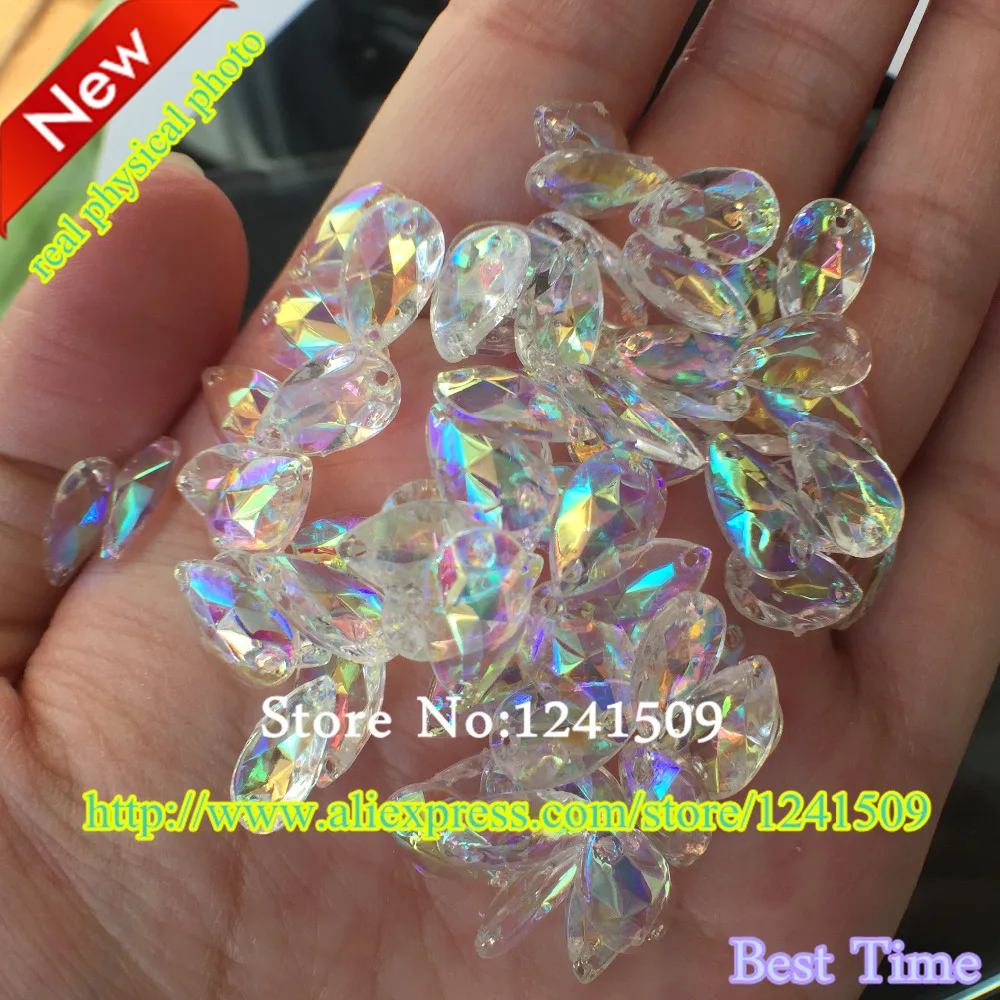 2018 New Rhinestones Loose Beads Hand Sewing 40PCS Transparency AB 12x7mm Water drop Shape Sew-On Acrylic Garment Accessories | Дом и сад