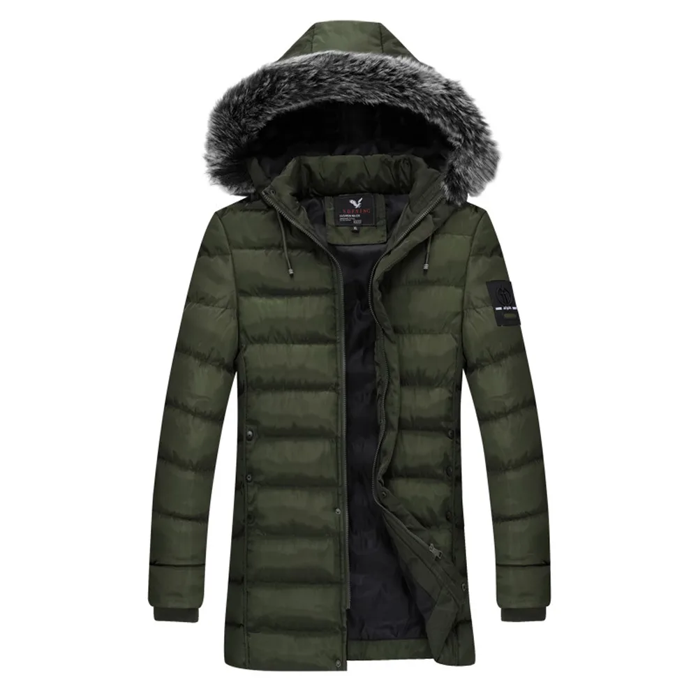 Лидер продаж, Мужская зимняя толстовка с меховым воротником, утолщенная однотонная хлопковая верхняя одежда, пальто, повседневная мужская одежда thinsulate, пальто WS& E - Цвет: Армейский зеленый