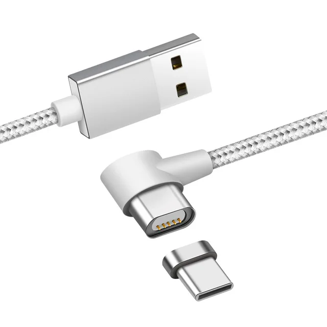 Магнитный кабель usb type C с углом 90 градусов, l-образный кабель, кабель usb type C, 1 м, нейлоновая оплетка, светодиодный индикатор, магнитный кабель для зарядки и синхронизации данных