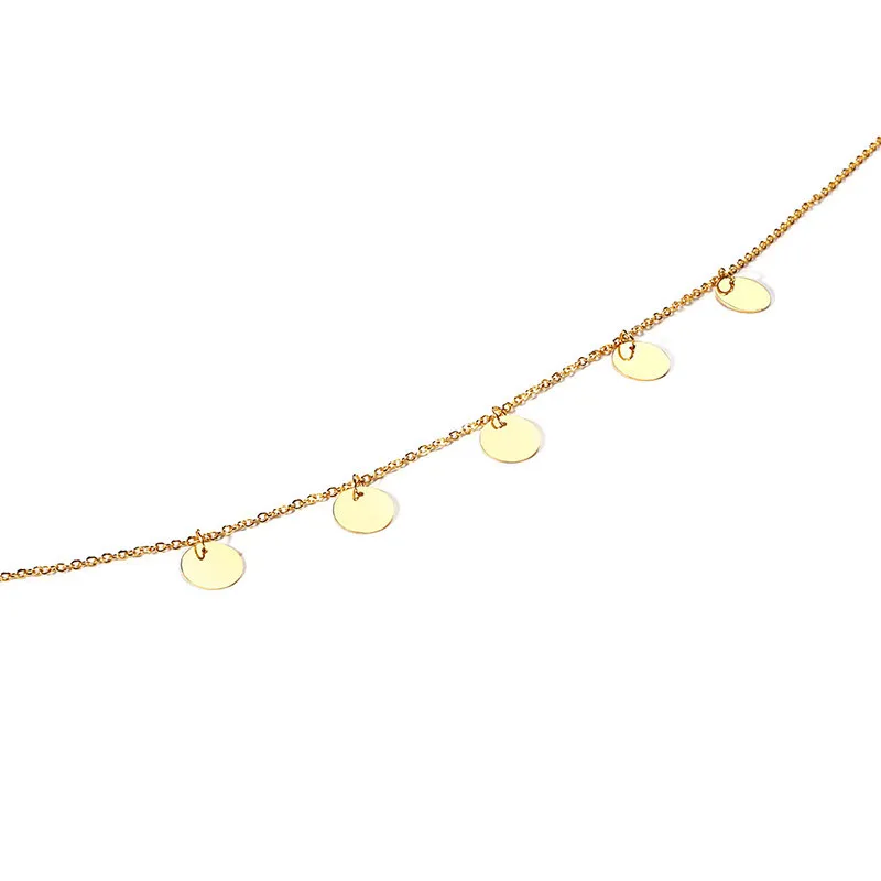 Gold Tone Coin Choker Necklace Women Stainless Steel Colar Accessories