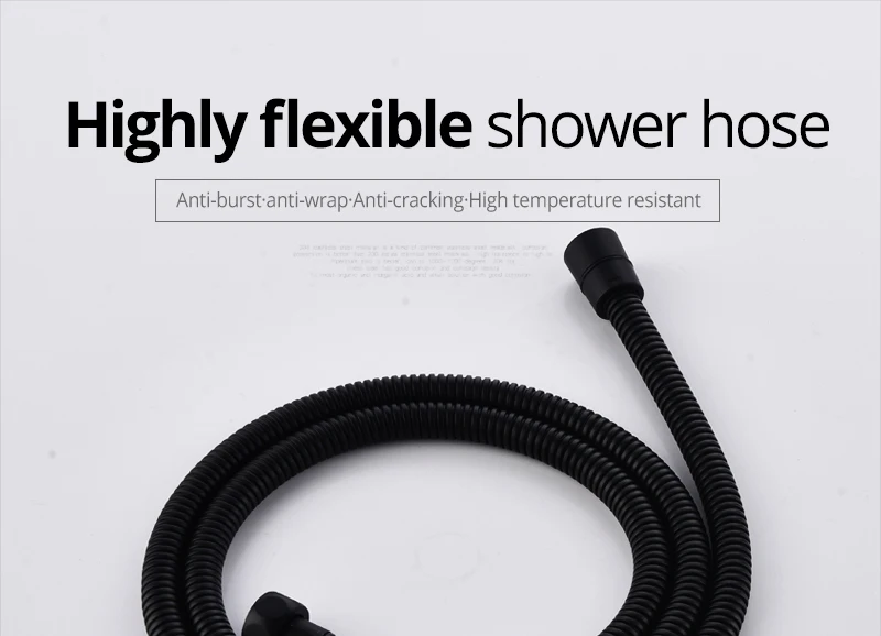 hm Plumbing Hoses Black Shower Hose 1.5m Plumbing Hose Bath Products Bathroom Accessories SUS304 Black Shower Tubing Hoses (1)
