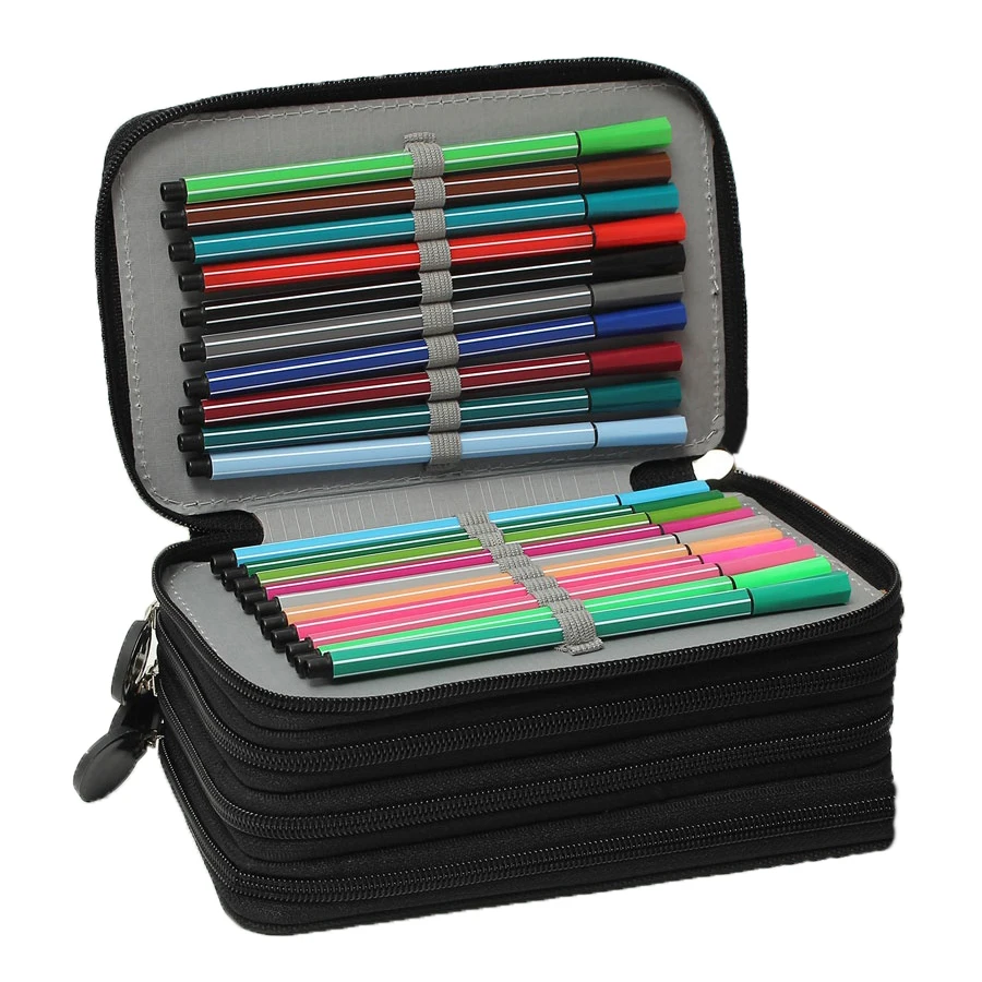 

Portable Drawing Sketching Pencils Pen Zipper Case Holder Makeup Bag For 72pcs Pencils 19.5cm x 12cm x 7.5cm black