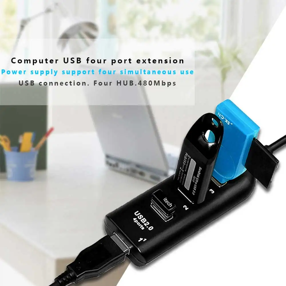Высокоскоростной 45 см 4 порта usb хаб мини USB 2 0 сплиттер адаптер для ПК компьютер