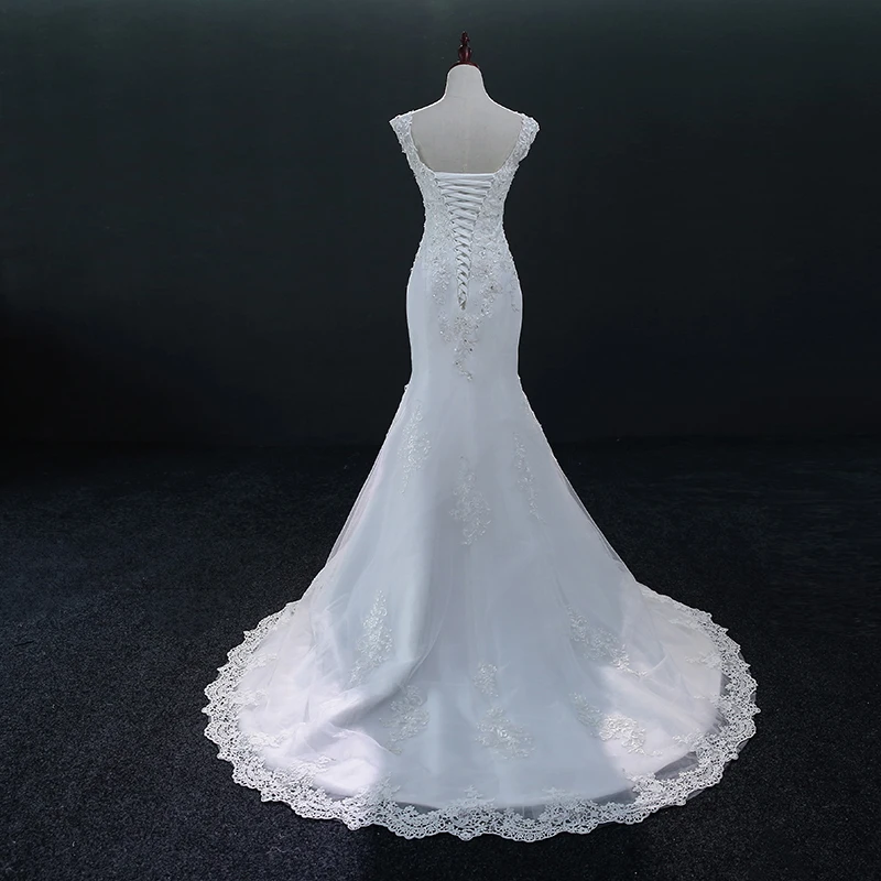 Fansmile белое платье без рукавов Vestidos de Noivas кружевное свадебное платье русалки подгонянного размера плюс свадебные платья свадебные FSM-650M