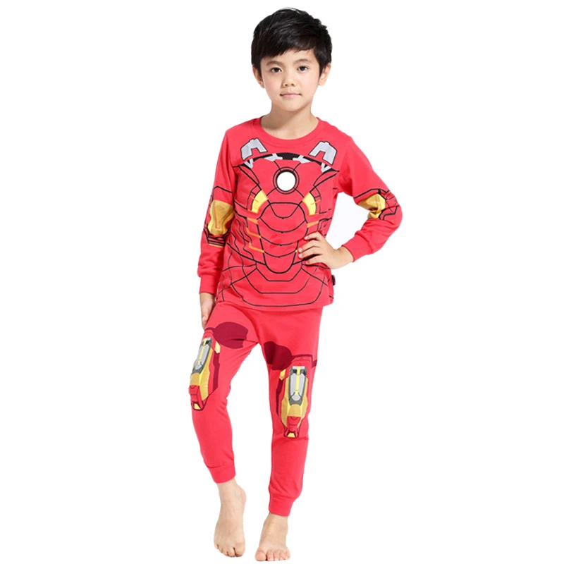 Детские пижамы для мальчиков с Халком, капитаном Америкой детские пижамы с Мстителями, Марвел пижамные комплекты с Железным человеком, человеком-пауком детская одежда для сна От 2 до 10 лет - Цвет: iron Man
