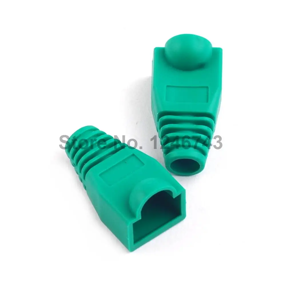 50PCS RJ45 Connector Caps cat5 cat5e cat6 Multicolour Sheath Protective Sleeve for Network Connectors Ethernet Cable Green