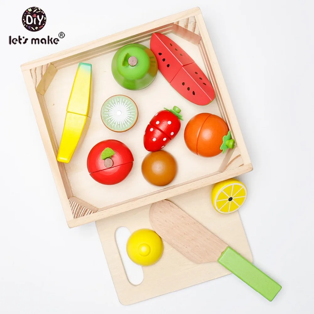 Faisons 1 ensemble/11pc fruits cuisine tasse jouets sûrs développement précoce et éducation jouets bébé Waldorf jouet marchandises en bois jouet (lot de 11)