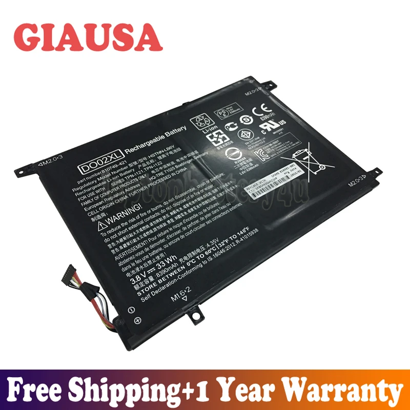 GIAUSA новая 3 8 В 33Wh DO02XL батарея для HP Pavilion X2 10 HSTNN-LB6Y TPN-I121 серии TPN-I122 | Компьютеры и