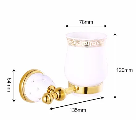 Новое поступление золотой стакан для зубных щеток Держатель керамические чашки Европейский стиль твердая латунь держатель стаканов настенный